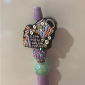 Purple Enamel Pin with Floral Design